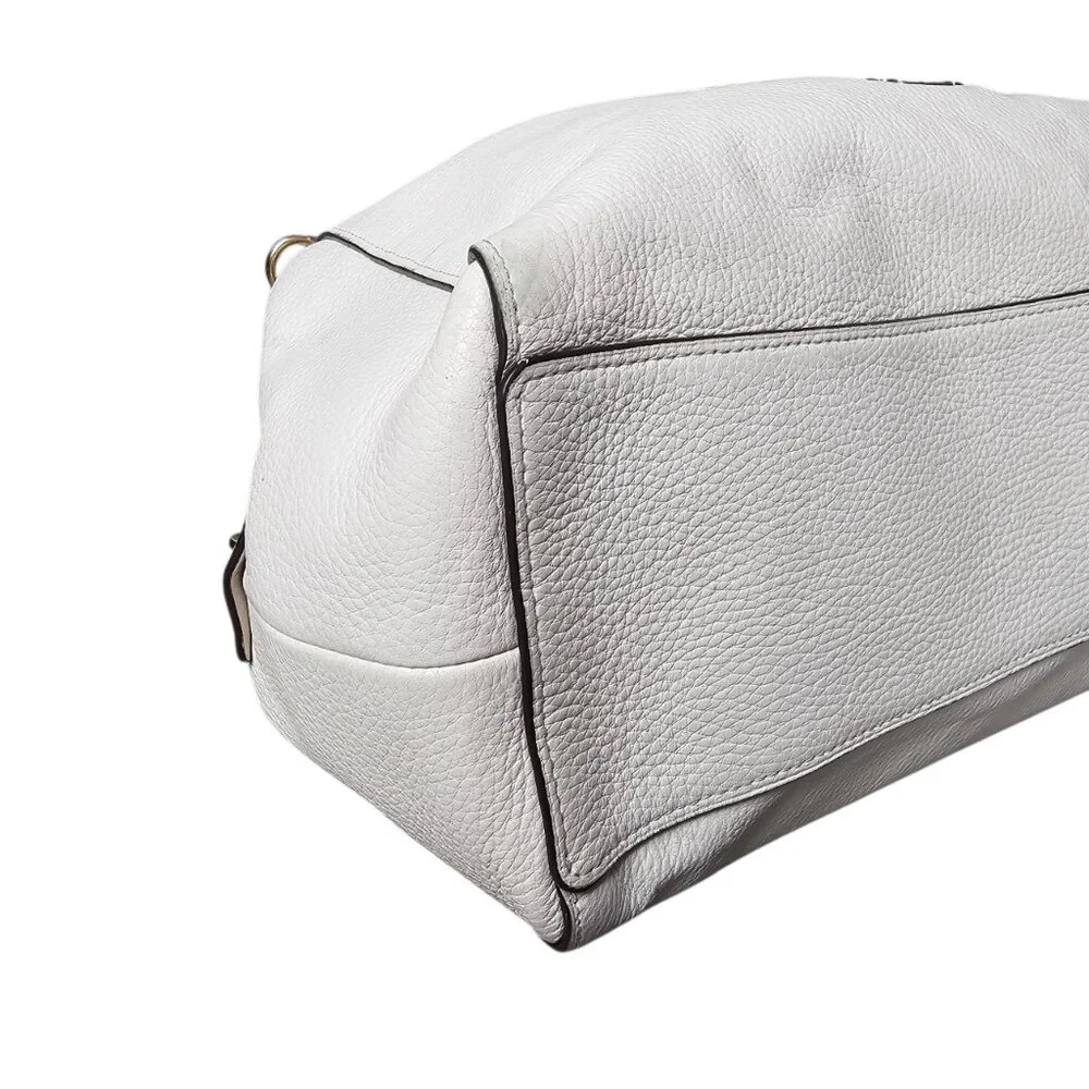 Coach Hallie Pebble Leather Snake Trim White Hobo Shoulder Bag F80266 COA - Picture 11 of 16